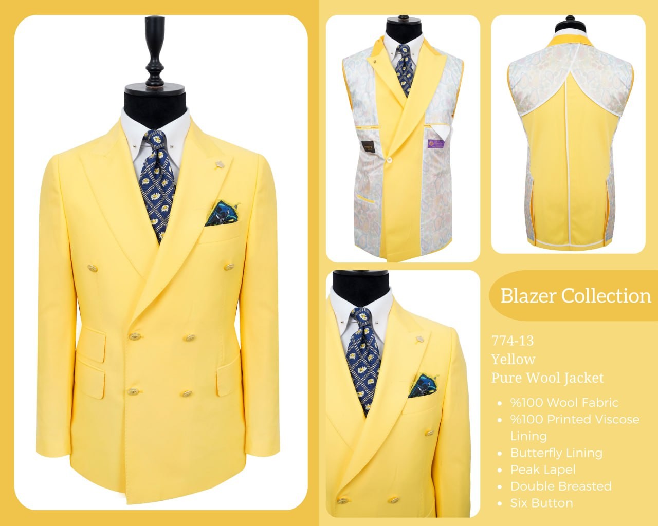 Light yellow pure wool blazer